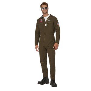 Top Gun Maverick Men's Aviator Costume - Flight Suit with Patches